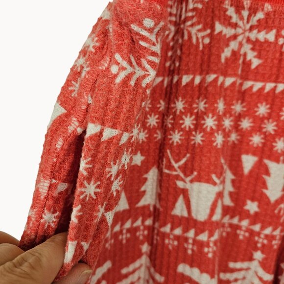 Joyspun Pajama Pants Womens 2X Red/White Christmas Pattern Waffle Knit Tapered - Picture 7 of 11